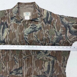 Vtg MOSSY OAK 'Perfect' Camo Bottomland Hunting Canvas Bib Overalls Mens Large